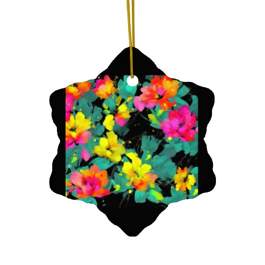 ABSTRACT PAINTING basecolor WATERBASE FLOWER BLACK Ceramic Ornaments