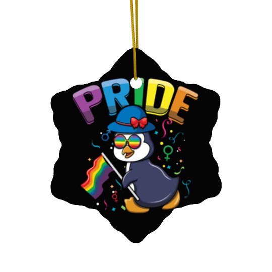 Penguin Lover Gay LGBTQ Rainbow LGBT Pride Month Ceramic Ornaments
