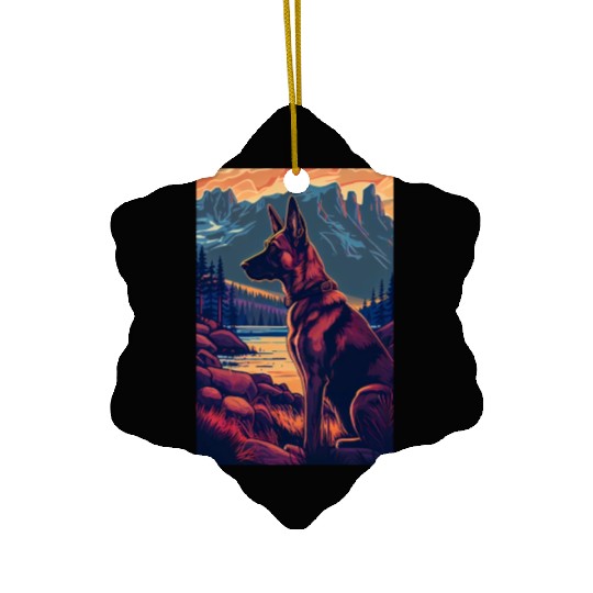 Belgian Malinois Nature Ceramic Ornaments