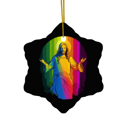 Rainbow Jesus: Embrace Love, Faith, and LGBTQ Ceramic Ornaments