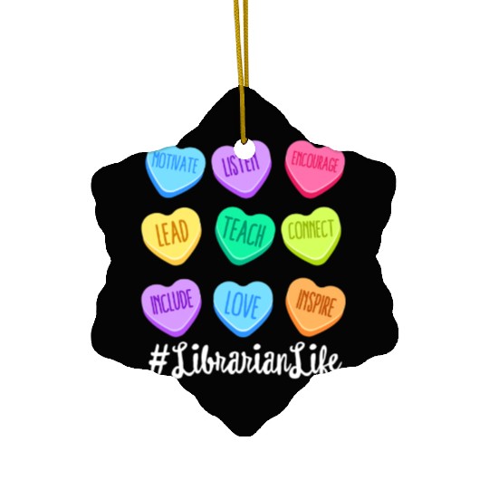 Librarian Life Teacher Valentines Day Pastel Candy Ceramic Ornaments