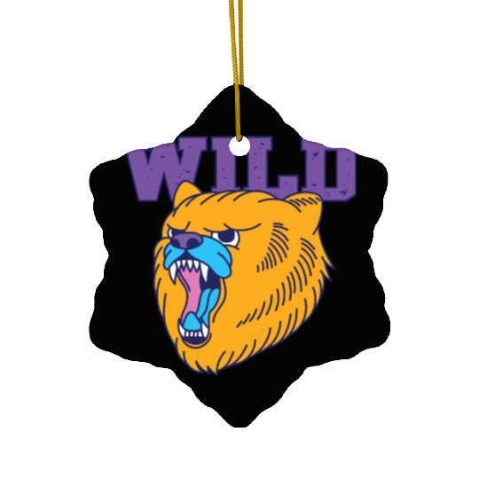 The fierce wild bear old school style Ceramic Ornaments