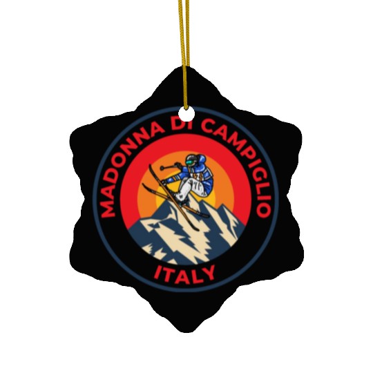 Vintage Skiing Madonna Di Campiglio Italy Sunset Ceramic Ornaments