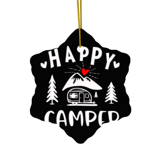 Happy Camper, Camping Ceramic Ornaments For Women Men Kids