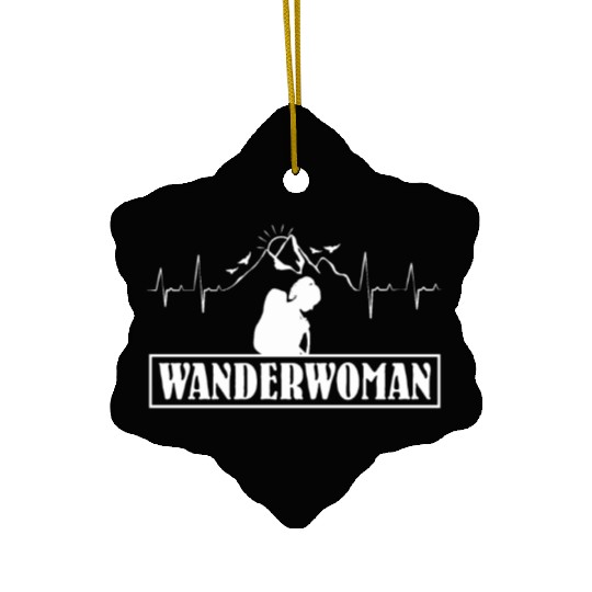 Wanderwoman Mountaineering Hiking Women Ceramic Ornaments