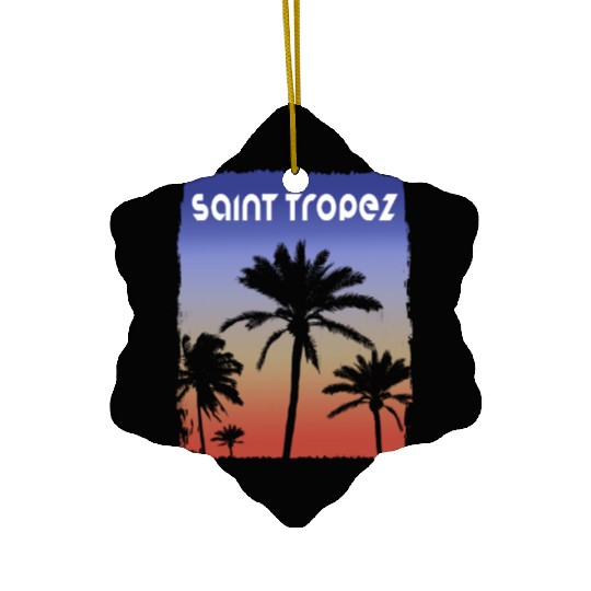 Saint Tropez Sunset Vacation Souvenir Palm Tree Ceramic Ornaments