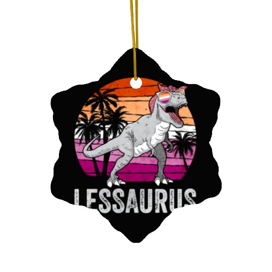 Lesbian Pride Flag Dinosaur Trex LGBTQ Ceramic Ornaments