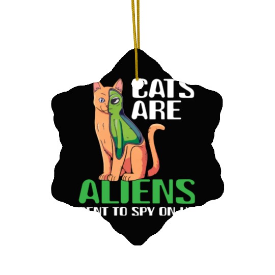 Cats Are Aliens Funny Cat Owner Astronomy Lover Ceramic Ornaments
