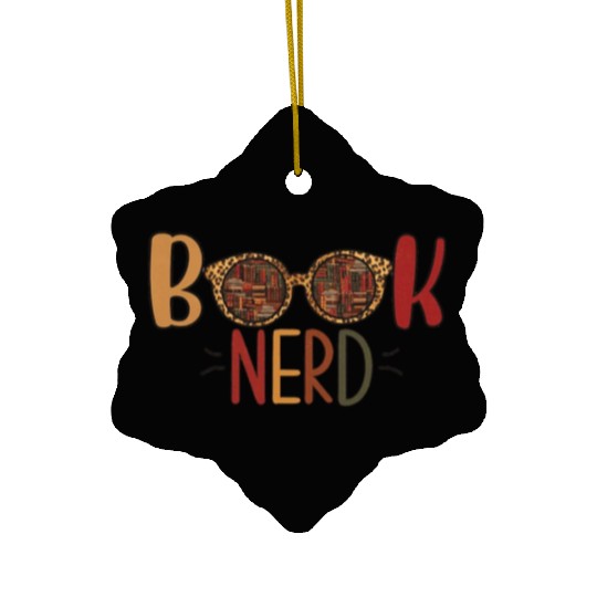 Funny Book Nerd Librarian Teacher Student Reader Ceramic Ornaments
