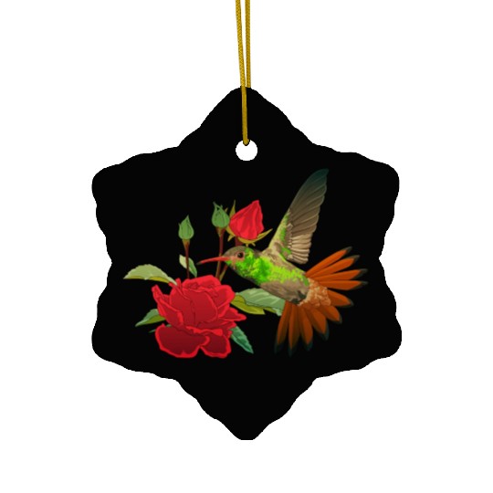 Hummingbird With Flower Ceramic Ornaments