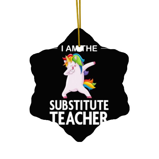 Funny I Am The Substitute Teacher Dabbing Colorful Ceramic Ornaments