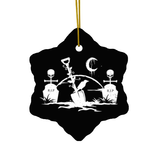 Gothic Graveyard Vintage Crow Lover Skull Fanatic Ceramic Ornaments