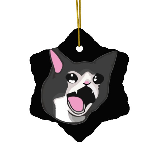 Yamero Crying Screaming Cat Meme Cute Japanese Ceramic Ornaments