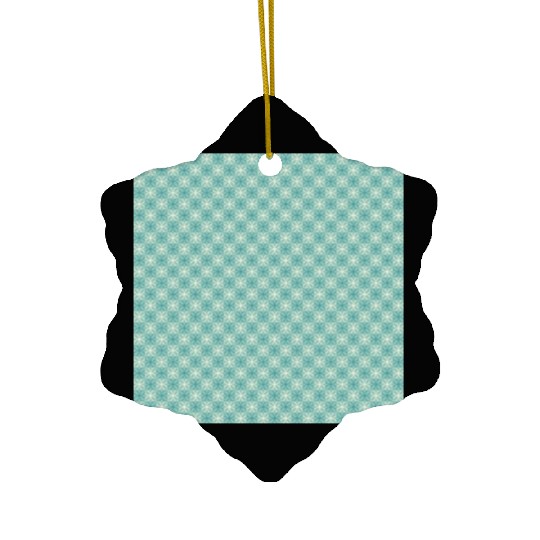 Teal Geometric Floral Retro Pattern Ceramic Ornaments