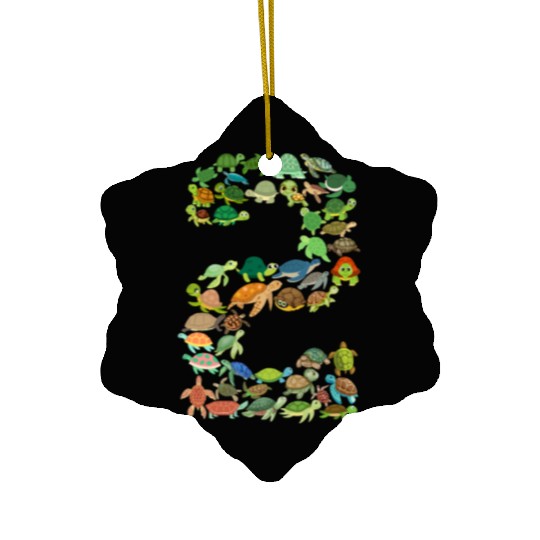 2nd birthday sea turtle tortoise theme 2 year old Ceramic Ornaments