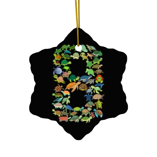 8th Birthday Sea Turtle Tortoise Theme 8 Year Old Ceramic Ornaments