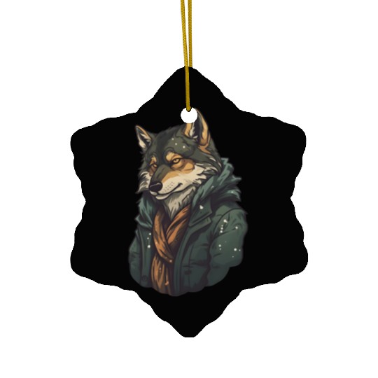 Cool Wolf Head Awesome Wild Animal Graphic Design Ceramic Ornaments