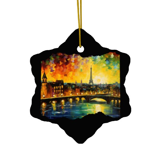 Starry Night over Paris Van Gogh Eiffel Tower Ceramic Ornaments