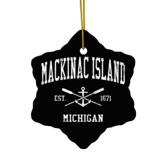 Mackinac Island Mi Crossed Oars Boat Anchor Sports Ceramic Ornaments