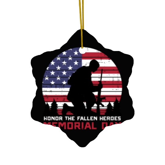 Honor The Fallen Heroes Memorial Day Us Flag Ceramic Ornaments