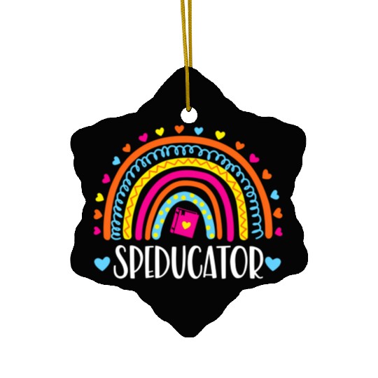 Speducator Rainbow Heart Special Education Teacher Ceramic Ornaments