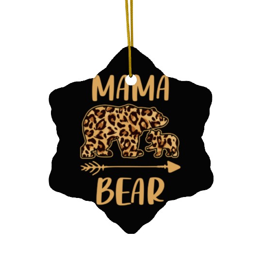 Leopard Matching Family S, Funny Mama Bear One Cub Ceramic Ornaments