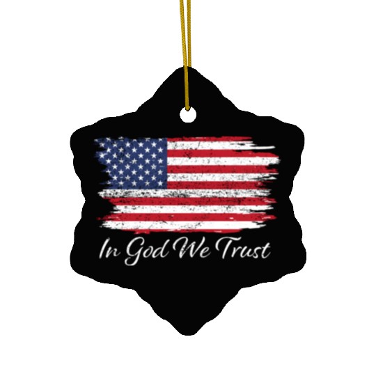 In God We Trust Us Flag Patriotic Ceramic Ornaments