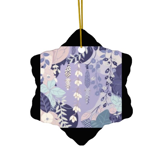Wisteria Pattern, Japanese Kimono Fabric Pattern Ceramic Ornaments