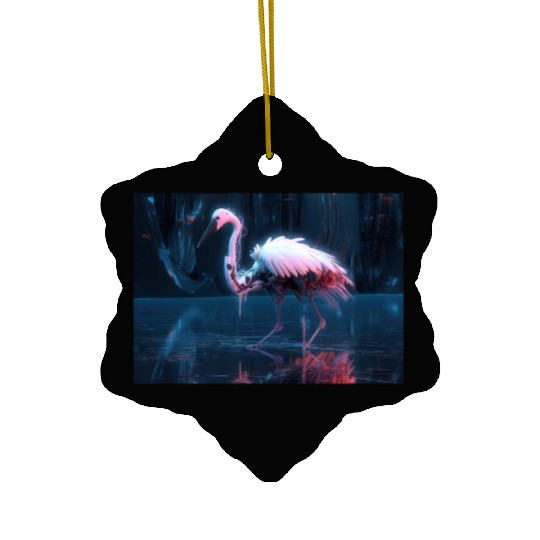 Neon Bird of Paradise Ceramic Ornaments