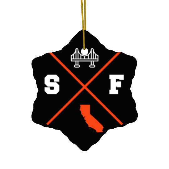 Sf San Francisco California Orange Outline Ceramic Ornaments