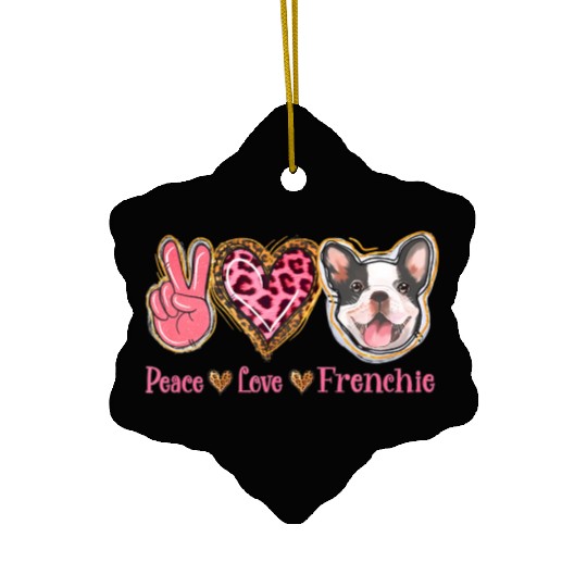 Leopard Peace Love Frenchie Funny Dog Mom Mothers Ceramic Ornaments