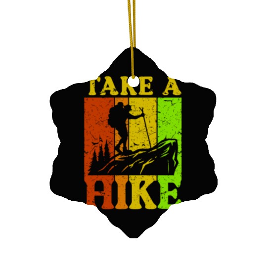 Take a Hike Wanderlust Hiker Hiking Mountains Ceramic Ornaments