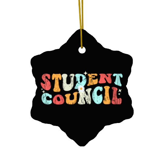 Vintage Student Council groovy retro back to schoo Ceramic Ornaments