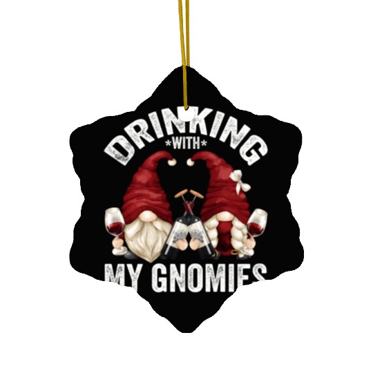 Wine Gnomes Loves Drinking With My Gnomies Gnome Ceramic Ornaments