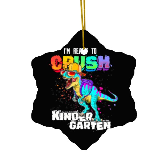 Ready To Crush Kindergarten T Rex Dinosaur Back to Ceramic Ornaments