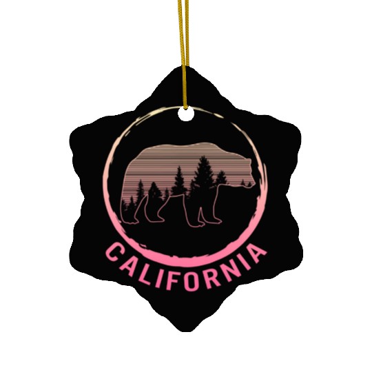 California State Bear Camping Nature Hiking Trip Ceramic Ornaments