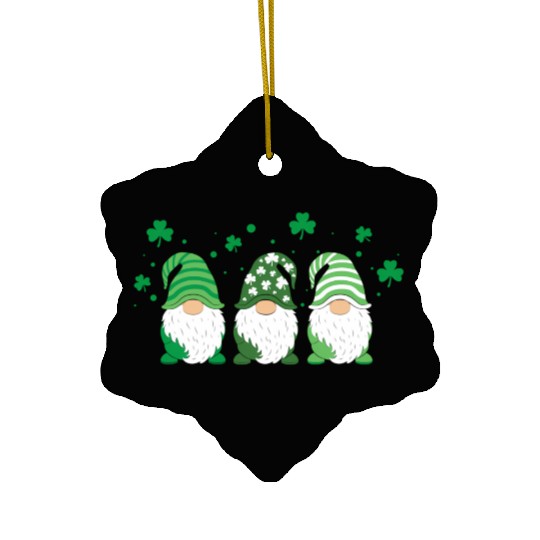 Gnomes Holding Shamrock Leopard Plaid St Patrick'S Ceramic Ornaments