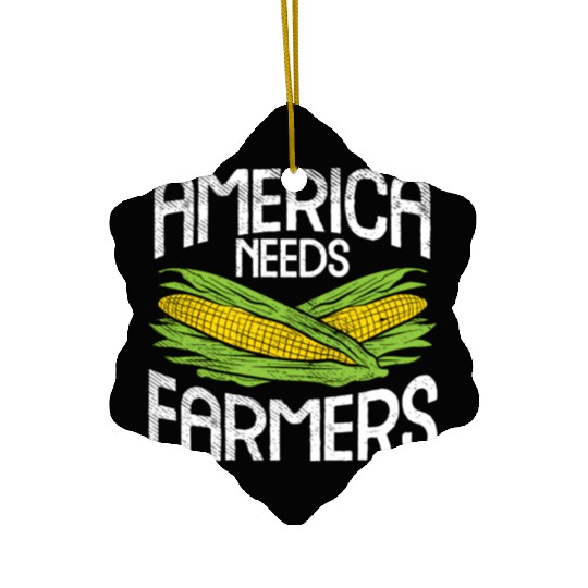 America Needs Farmers Agriculture Corn Farming Ceramic Ornaments