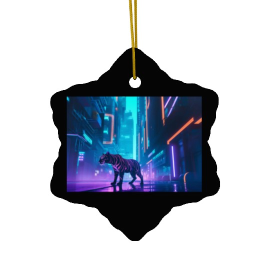 Geometric Tiger Ceramic Ornaments