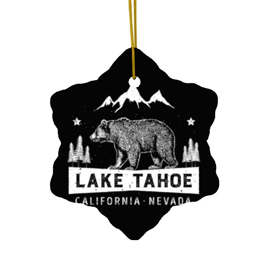 Lake Tahoe California Nevada Bear Ceramic Ornaments