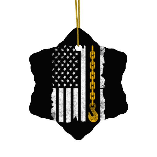 Tow Truck Us Flag Trucking Driver Ceramic Ornaments