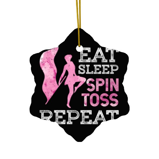 Eat Sleep Spin Toss Repeat Color Guard Winter Marc Ceramic Ornaments