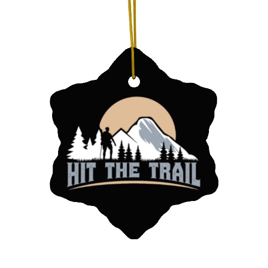Hit the Trail Mountaineers Wanderlust Hiking Ceramic Ornaments