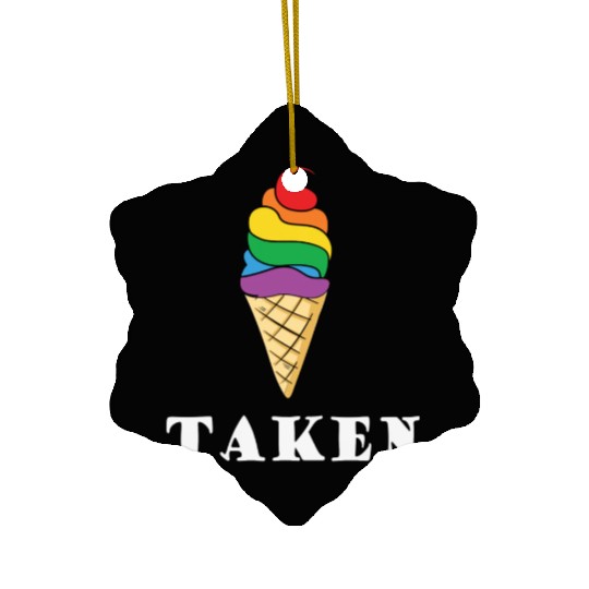 Taken Ice Cream Rainbow LGBT Valentines Ceramic Ornaments