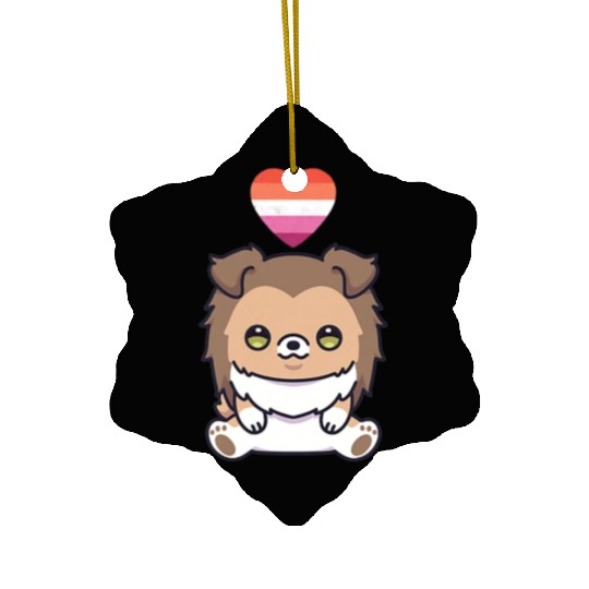 Lesbian Sheltie Dog Lgbtq Shetland Sheepdog Ceramic Ornaments