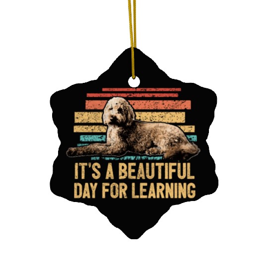 Beautiful Day For Learning Goldendoodle Dog Retro Ceramic Ornaments