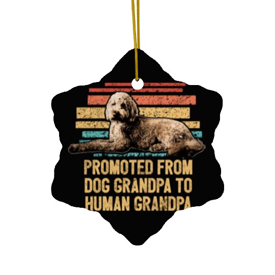 Promoted From Dog Grandpa Funny Goldendoodle Dog Ceramic Ornaments