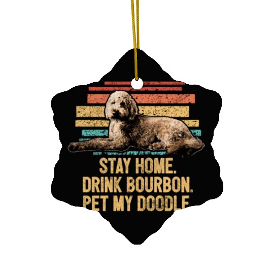 Pet My Doodle Retro Goldendoodle Dog Dad Doodle Ceramic Ornaments