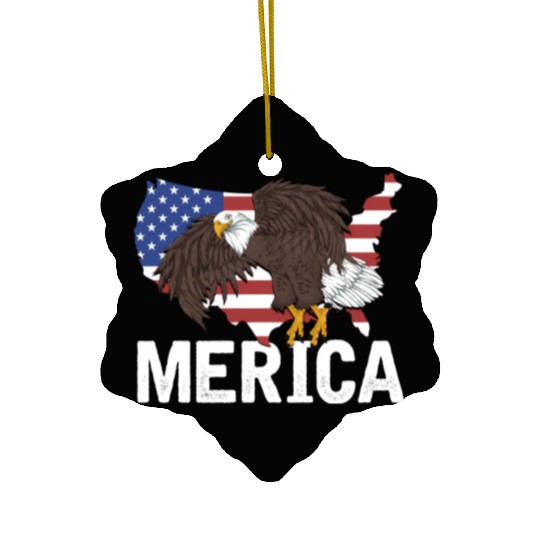 Us Flag Merica Pride Patriot Proud American Bald Ceramic Ornaments