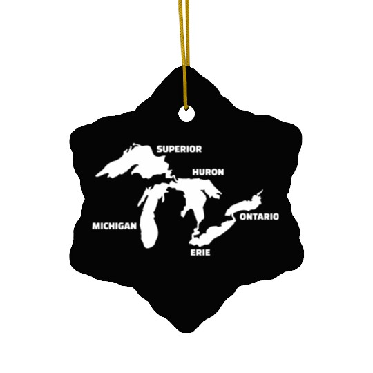 Great Lakes Map Ceramic Ornaments